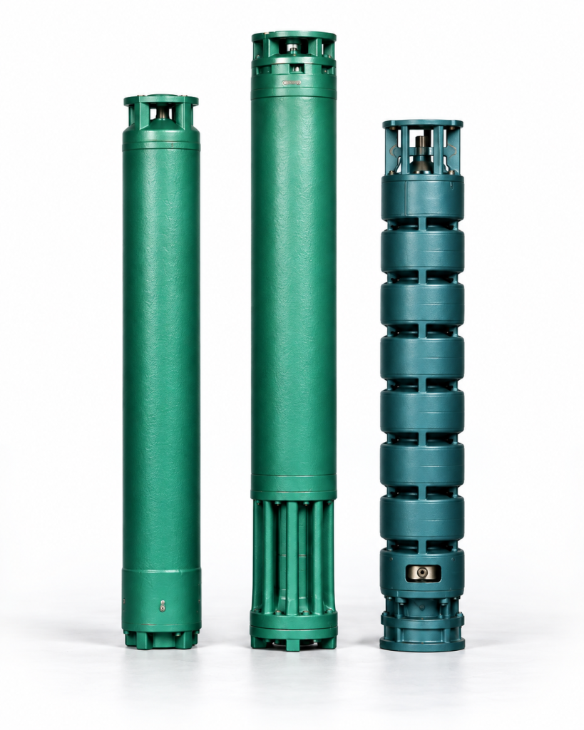 Three Ganquan borehole pumps for groundwater extraction, irrigation and water supply